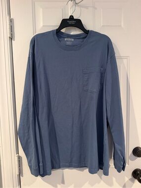 Duluth Trading Co Blue Long-Sleeve Pocket Tee